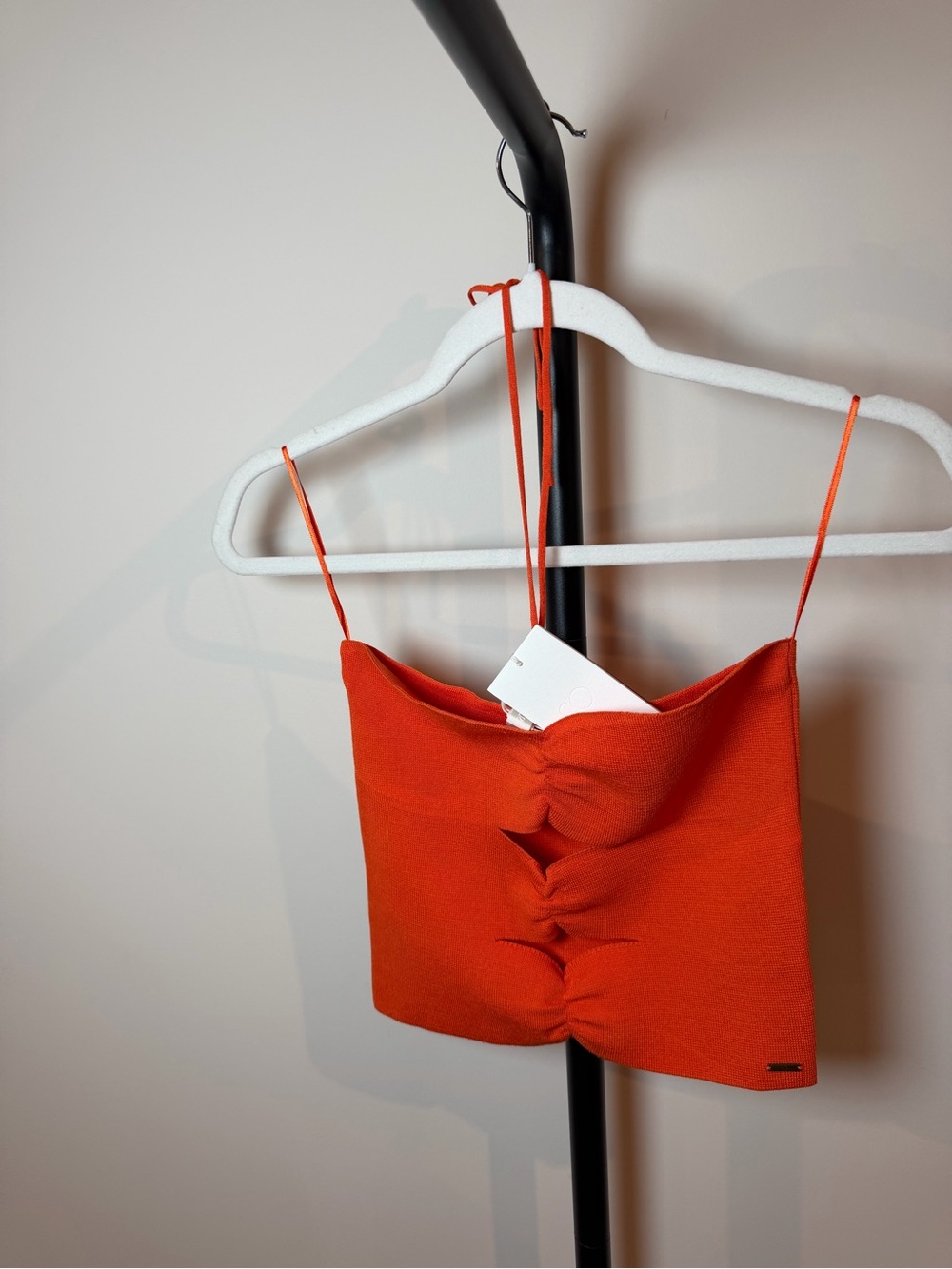 O2 Women's orange tube top with tie neck NWT